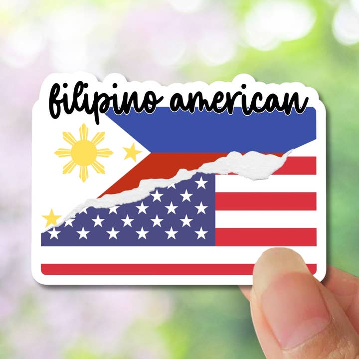 Filipino American Sticker, Philippine's Water Bottle Sticker for wholesale by Apsara Labels