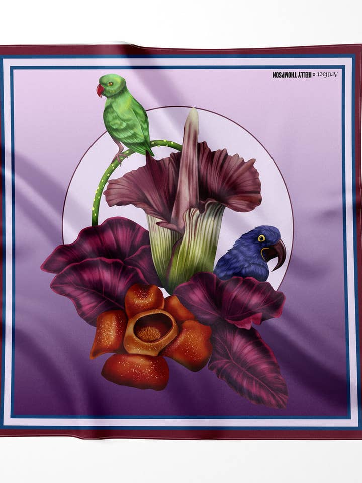 Artifact Square Silk Scarf: Plume Plum for wholesale by Artifact.