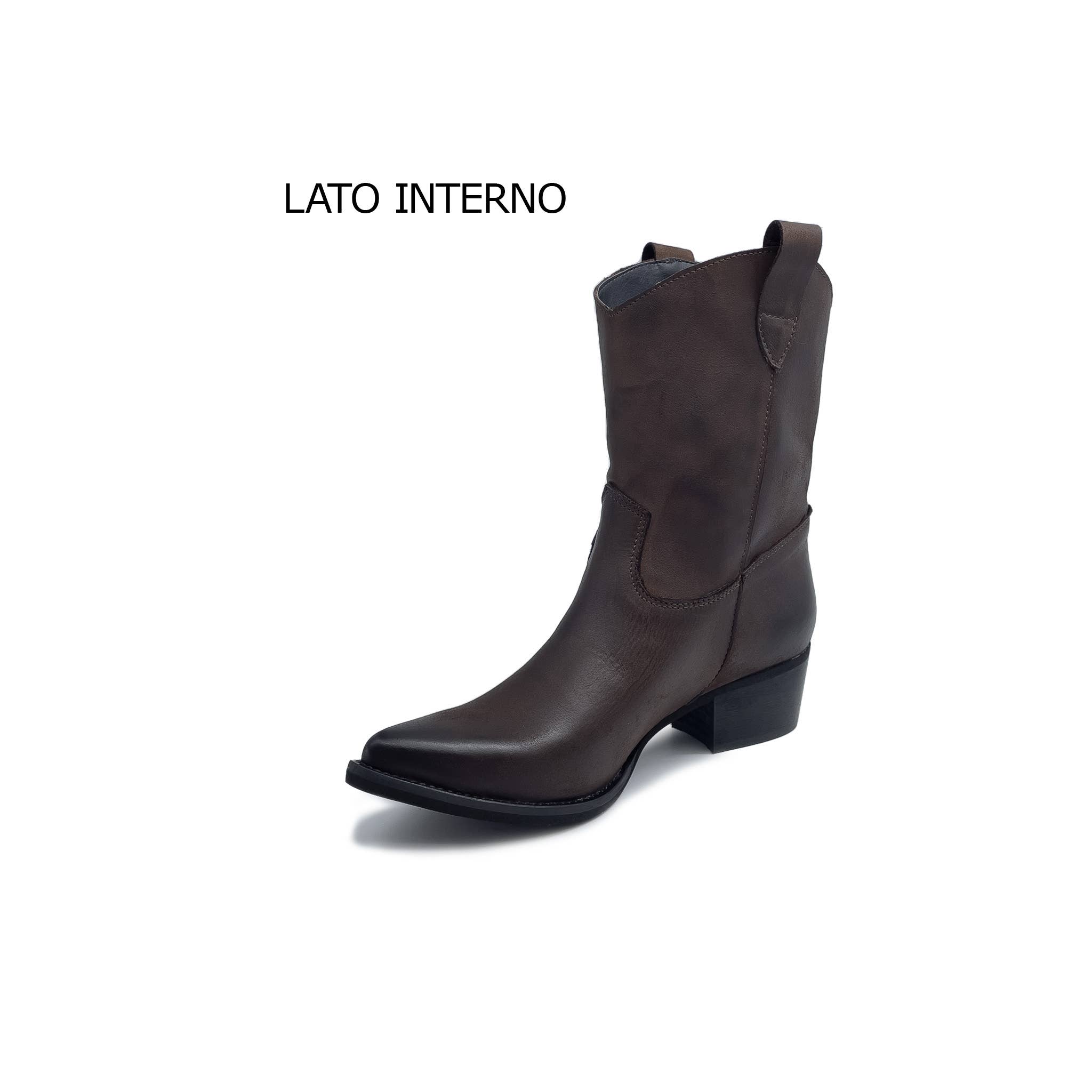 WALKING NOW SRL - Wholesale Booties - Women's - Women's low heel ankle boots in genuine brown nubuck leather2
