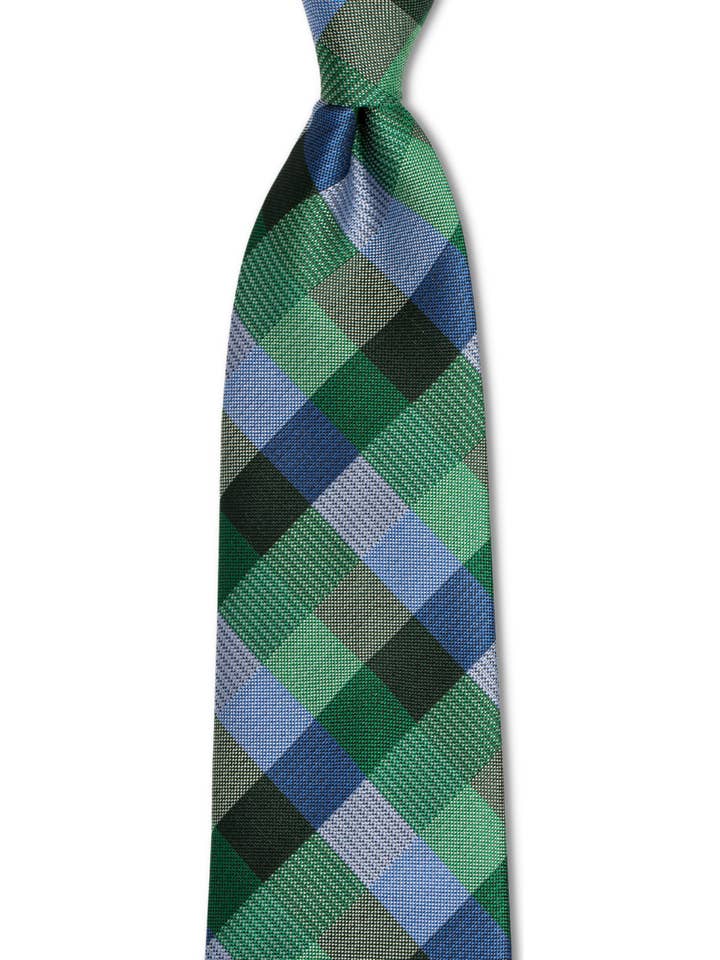 Cravate à carreaux verte et bleue pour la vente par GoTie