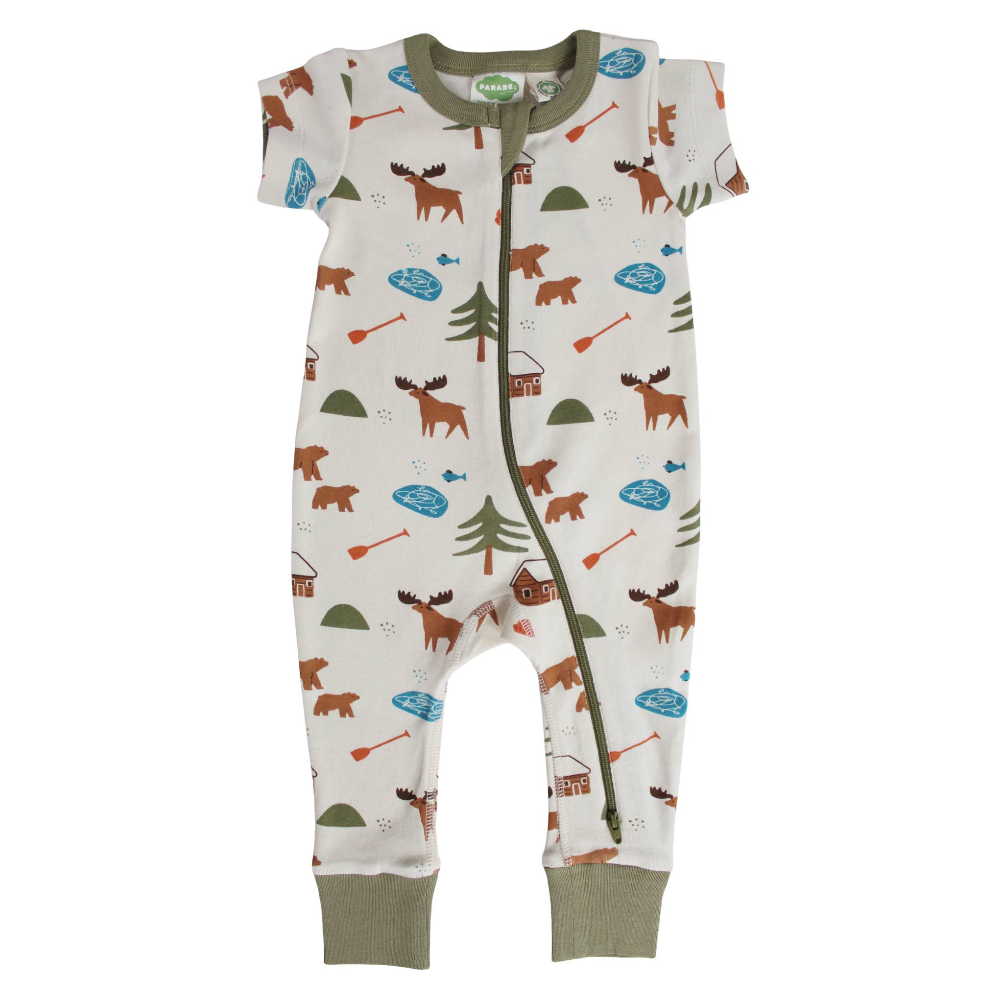Parade Organics - Wholesale Jumpsuit - Baby - Signature Print '2-Way' Zip Romper - Short Sleeve