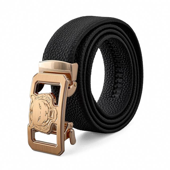 Cinto Automático BKL de Couro Pebbled Lion – Edição Ouro-OURO/PRETO por atacado de BAROCCO