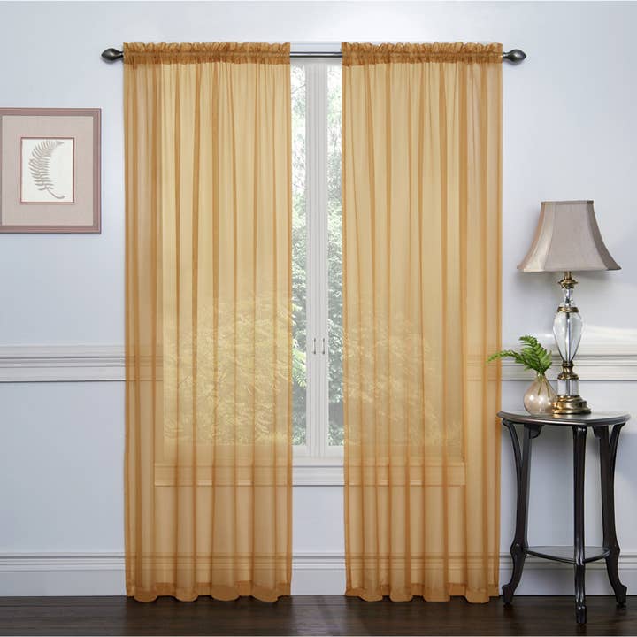 ShopBobbys - Wholesale Curtain - Crystal 2-Pack Sheer Rod Pocket Window Panel, 52x84 Inches Each14