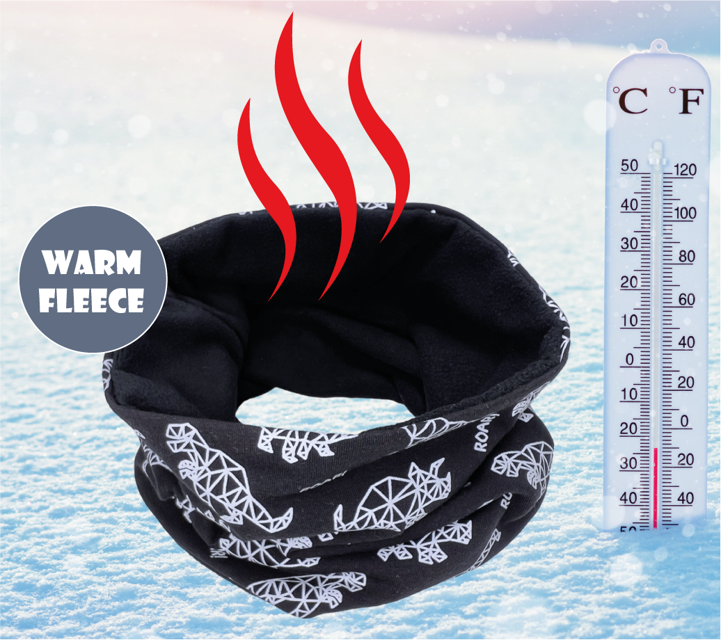 HECKBO – wholesale Beanie – Kids – 360° Reflector Beanie & Loop - Dinosaurs - Fleece Inside3