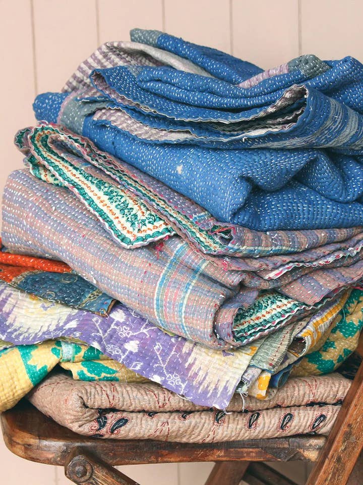 SAMPLE SALE : 5 Kantha Throws for bedding, sofa, DIY for wholesale by Homesoul