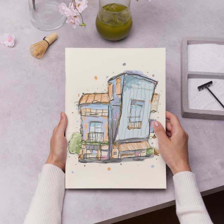 x The Fancy Firefly - Vente Affiche d'art - Impression de maison confortable dessinée à la main – Art de croquis urbain, A5 & A42