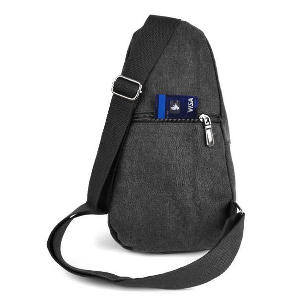 Selini New York - Wholesale Backpack - Unisex - Charcoal Crossbody Canvas Sling Backpack with Strap3