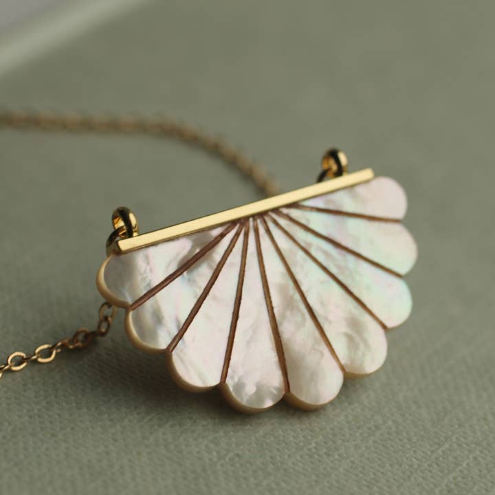 Silk Purse, Sow's Ear - Wholesale Pendant/Charm Necklace - Mother of Pearl Scallop Necklace