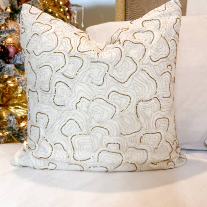 Diamond Vale - Wholesale Throw Pillow Cover - Ivory Velvet Pillow Cover 20"x20"