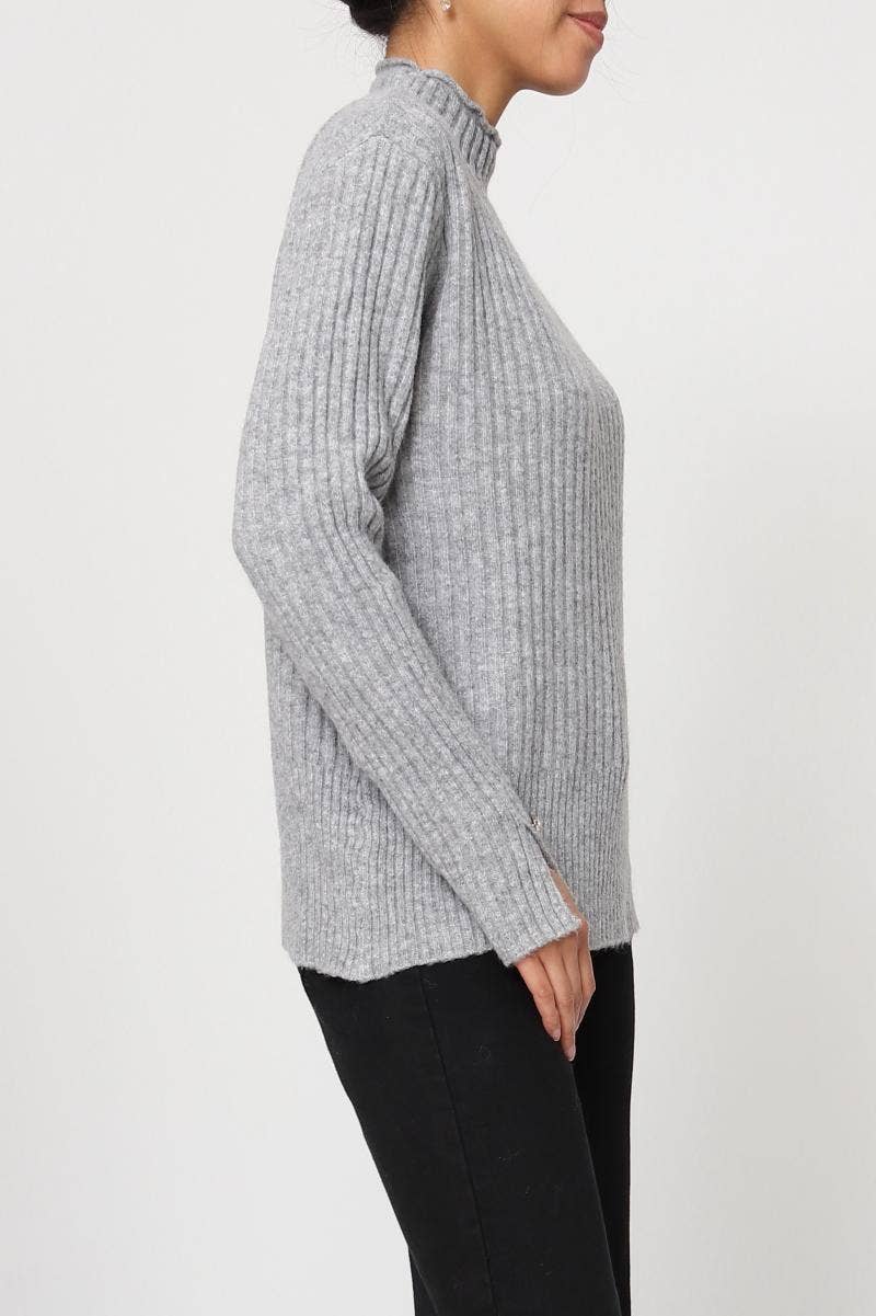 DIX-ONZE - Wholesale Knit Sweater - Women's - Ribbed Knit Sweater with Wavy Finish – Soft Ribbed Knit2