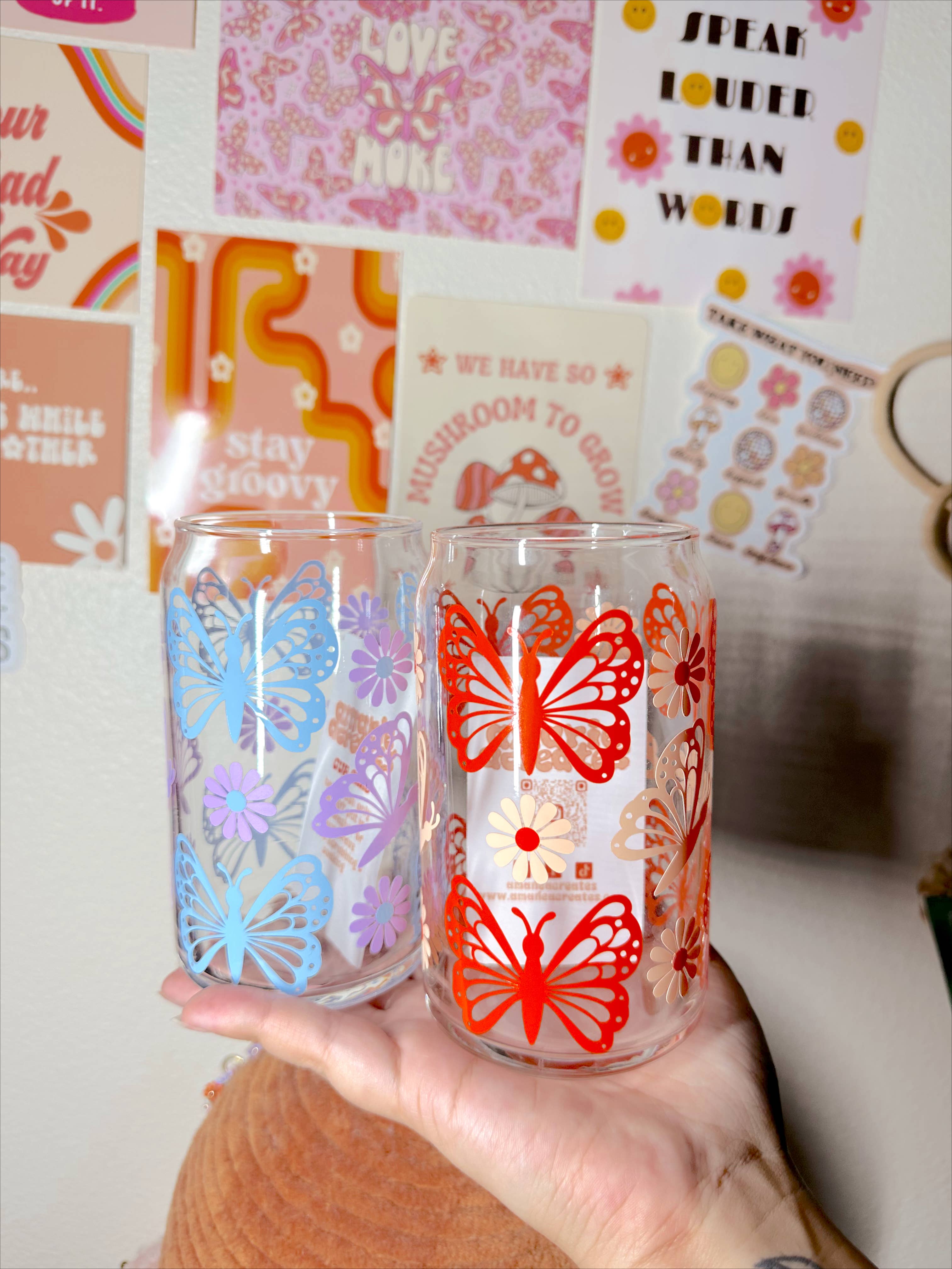 amarieacreates - Wholesale Drinking Glass/Cup - Butterfly Core Glass Cup2