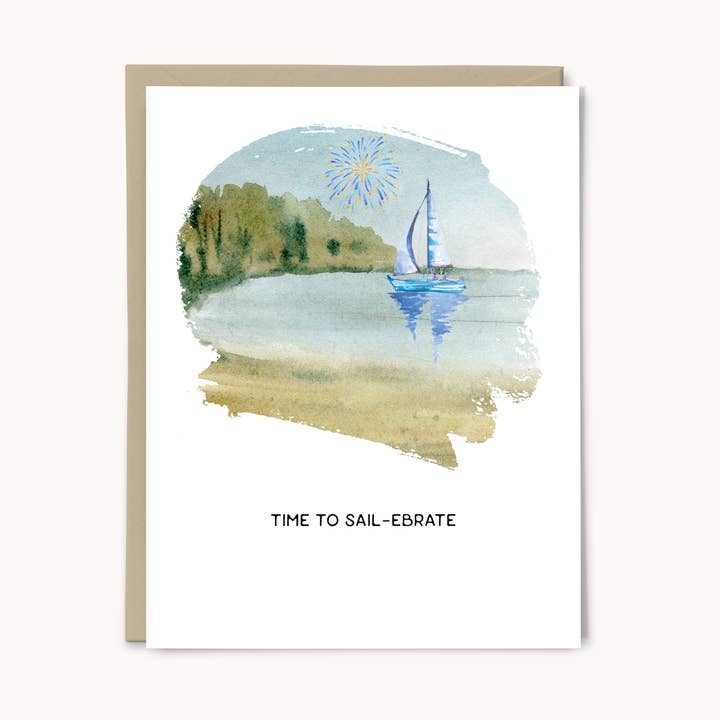 Time to Sail-ebrate Birthday Card for wholesale by Paper Swan & Co.
