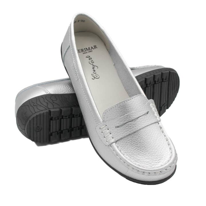 Zerimar Women's Leather Loafers - Comfort Dress Shoes,Silver for wholesale by Zerimar 1942