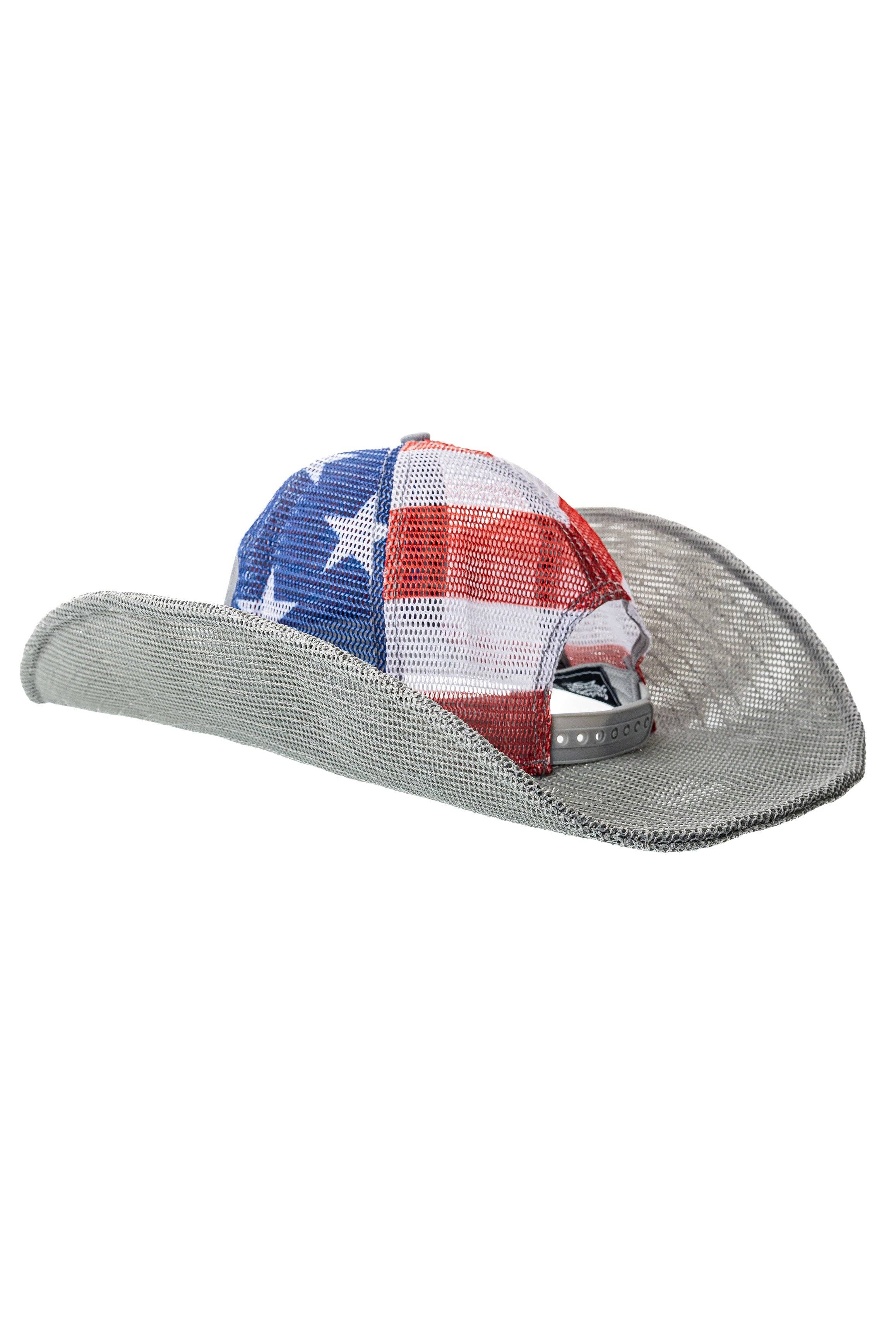 Cowboy Snapback - Wholesale Cowboy Hat - Unisex - GRAY USA MESH COWBOY SNAPBACK: 5 PANEL - BLANK2
