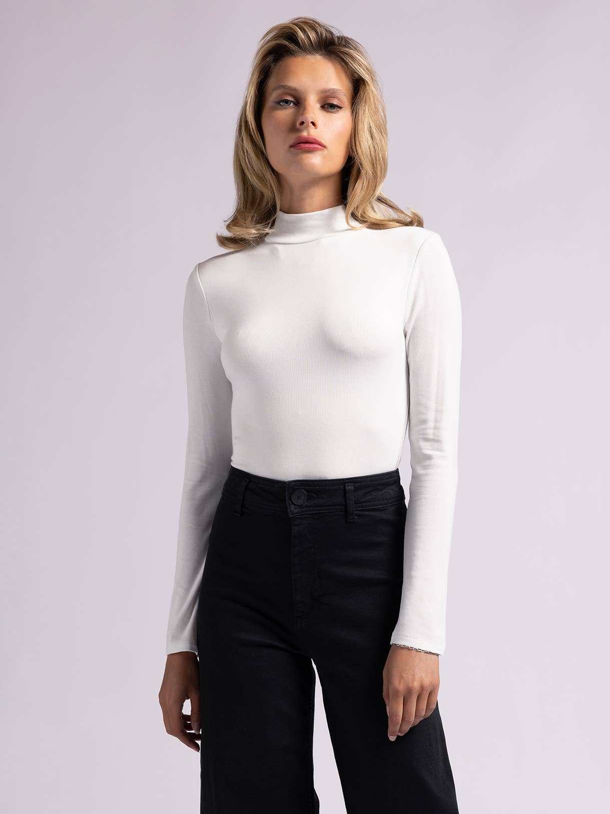 Weekend Los Angeles - Wholesale Knit Top - Women's - Mock Neck Microribbed Long Sleeve - MONROE TOP5