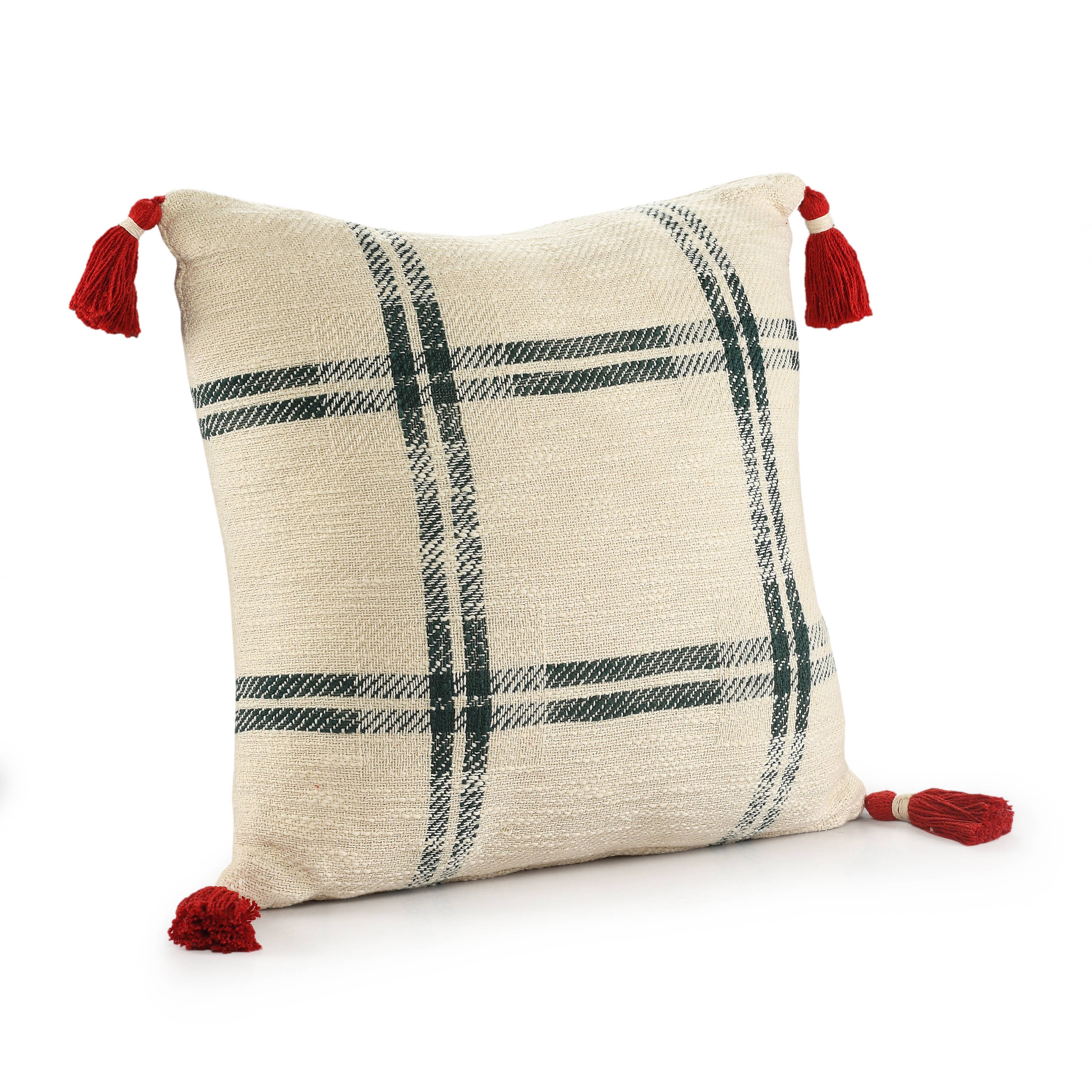 LR Home - Wholesale Throw/Decorative Pillow - Christmas Holiday Plaid Accent Throw Pillow, Red/Green3