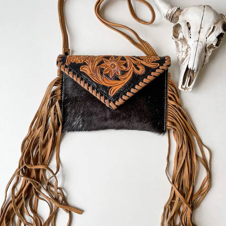 Boho Ranch Shop - Wholesale Crossbody Bag - Women's - THE CASSIE - TOOLED crossbody Western Tooled Leather Cowhide