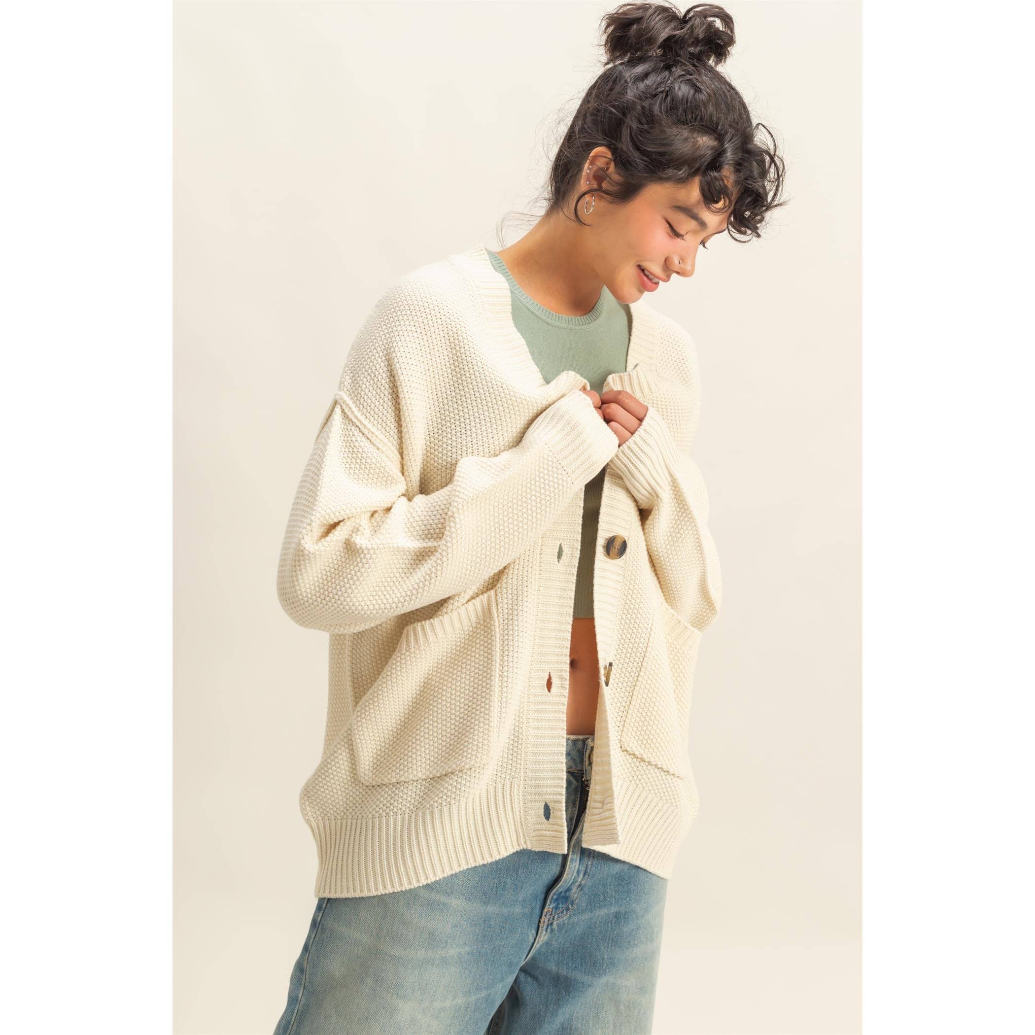 Double Zero - Vendita all'ingrosso Cardigan - Donna - Cardigan oversize con bottoni "Charm Them All"25