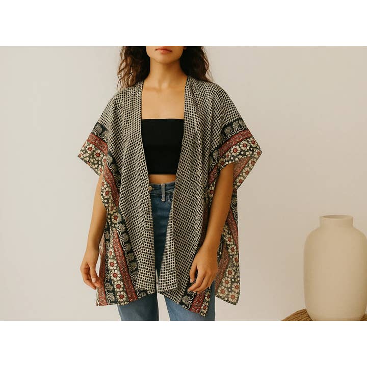 Fabrica Kraft – wholesale Kimono – Women's – Sari Kimonos | Fabric Shrugs | Multicolored Saree Kimono25