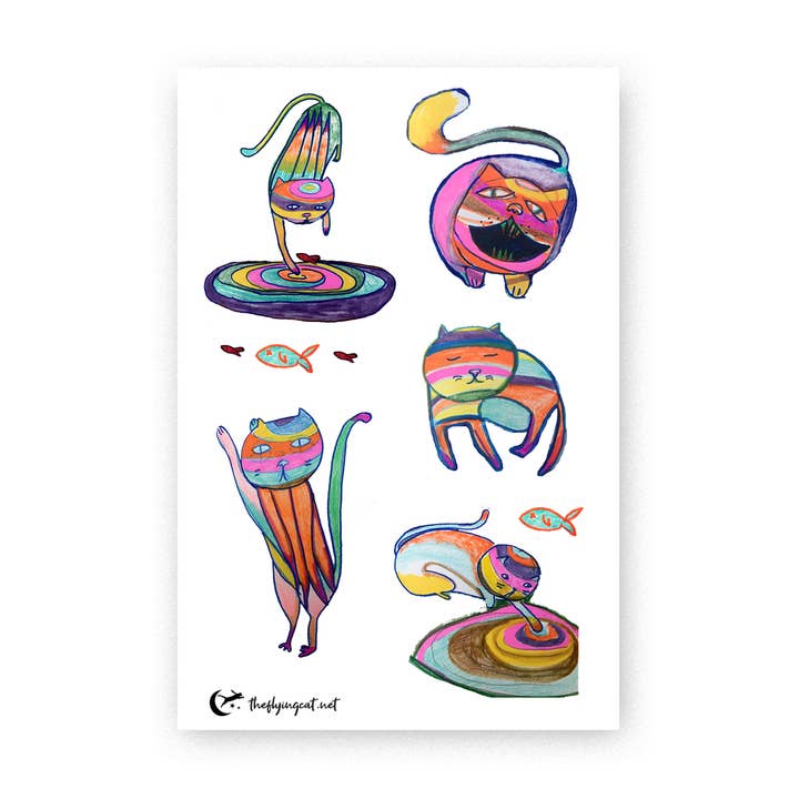 Chat à tête rebondissant arc-en-ciel pour la vente par The Flying Cat