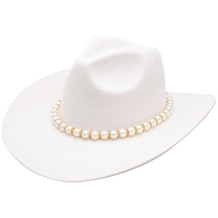 Oblige by G - Wholesale Fedora – Women’s - Pearl Trim Western Fedora Hat
H-35075