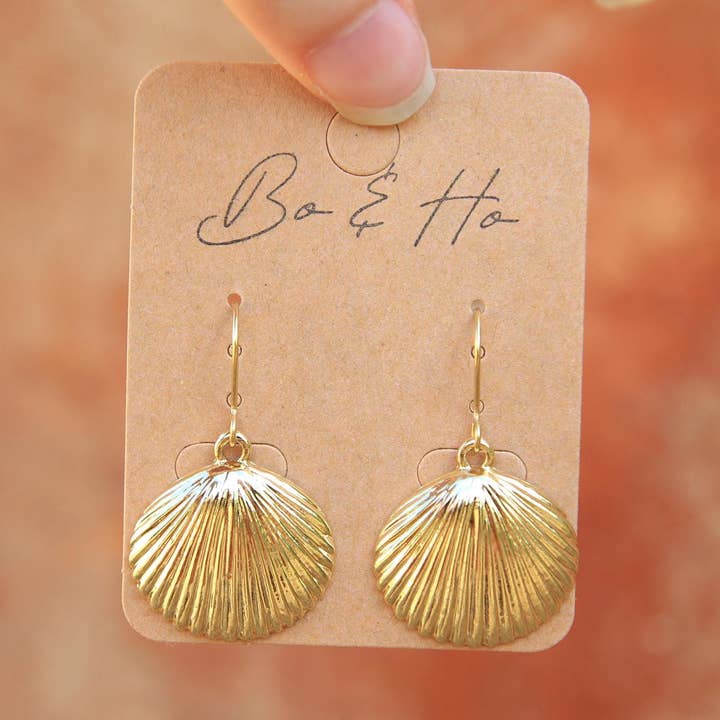 Gold Shell Earrings for wholesale by Bo and Ho