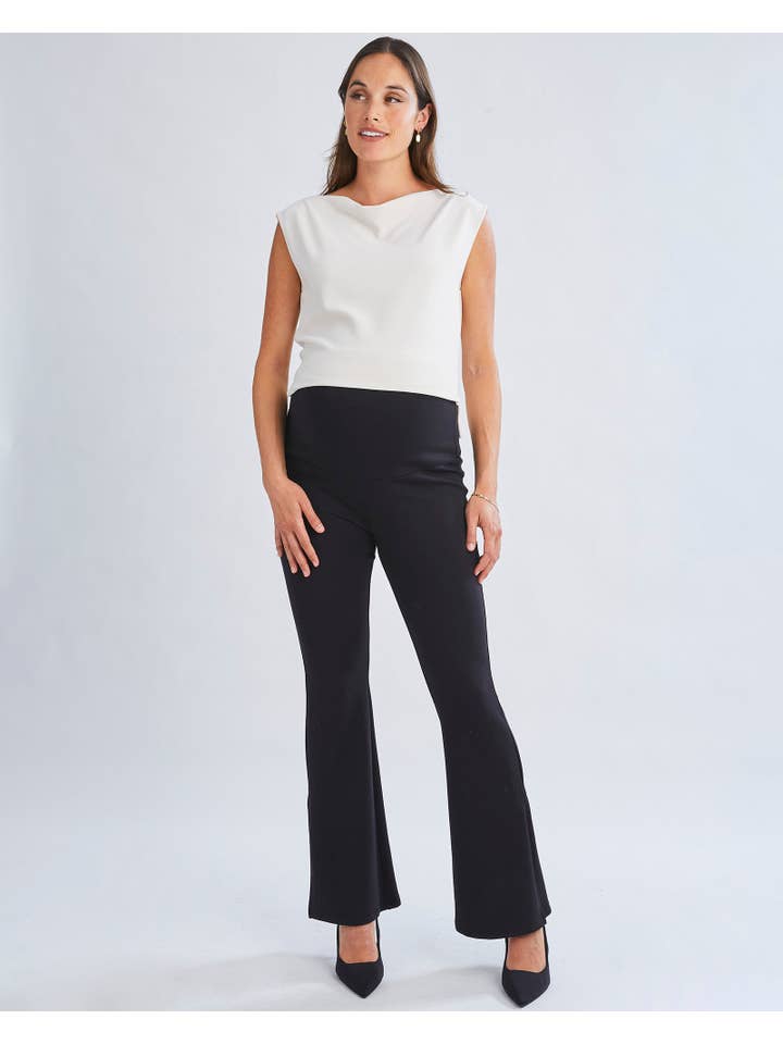 Angel Maternity – wholesale Byxor/Leggings - Mamma – Danna Mammabyxor Svarta Med Utsvängda Ben