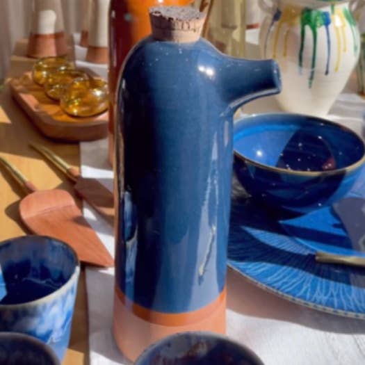 Cerámica Roca Caus - Vente Bouteilles d'eau - Carafe à eau bleue moderne.