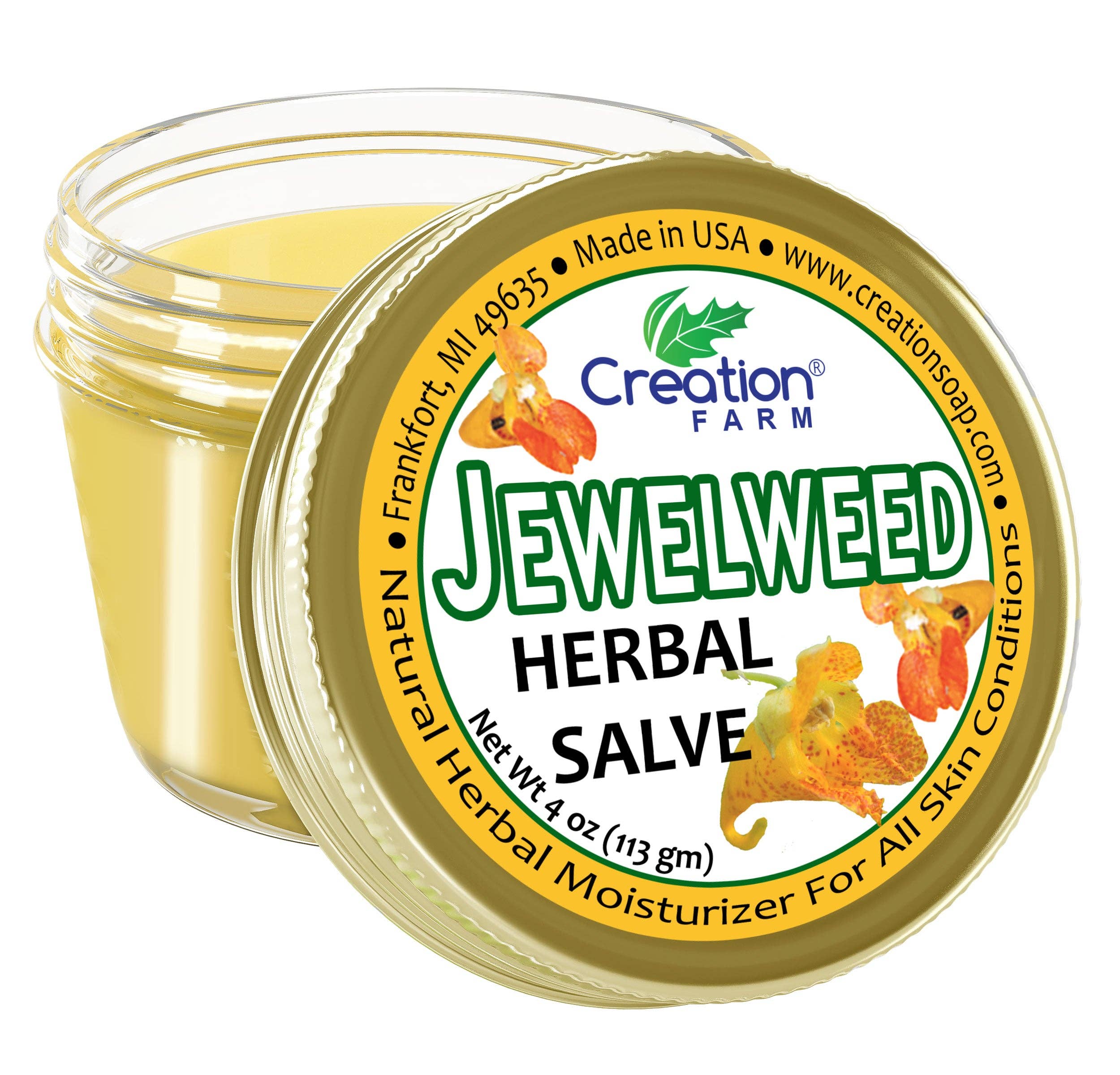 Creation Farm Inc – wholesale Healing salve/balm/cream – Jewelweed Herbal Salve Formerly Known As Ancient Healer Salve For Itch Relief Insect Bites Burns Scratches Skin Rashes0