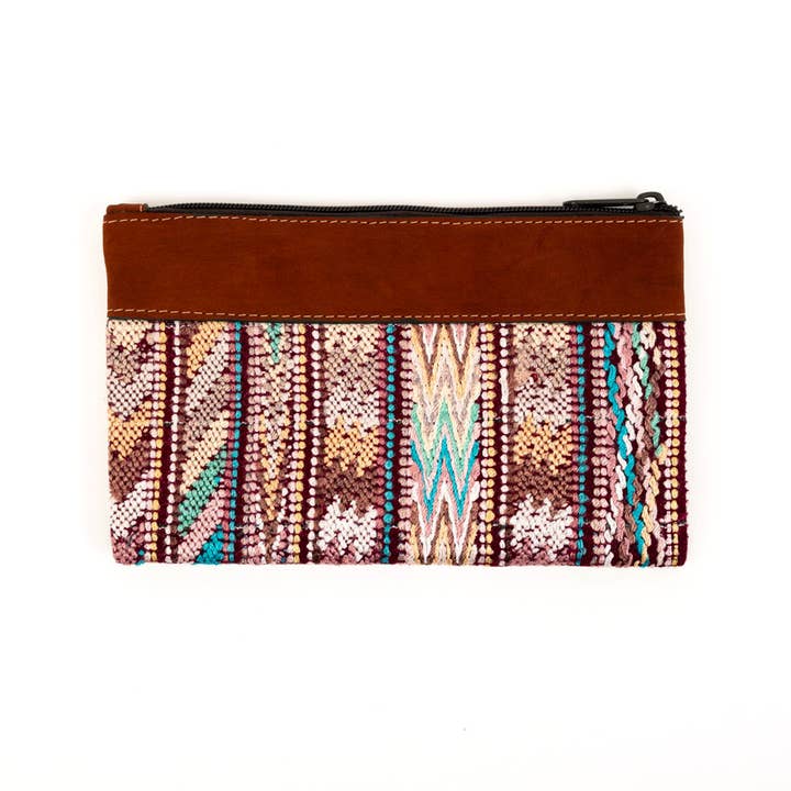 Altiplano - Wholesale Makeup/Cosmetic Bag - Muted Huipile & Leather Cosmetic Bag2