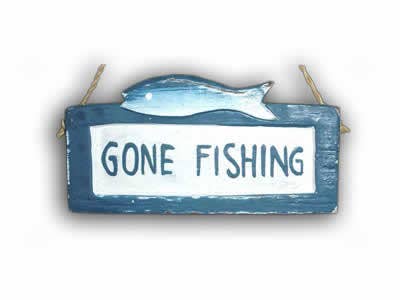 Erik & Mike - Wholesale Ornament - Gone Fishing Sign Christmas Ornament Nautical carved wood2