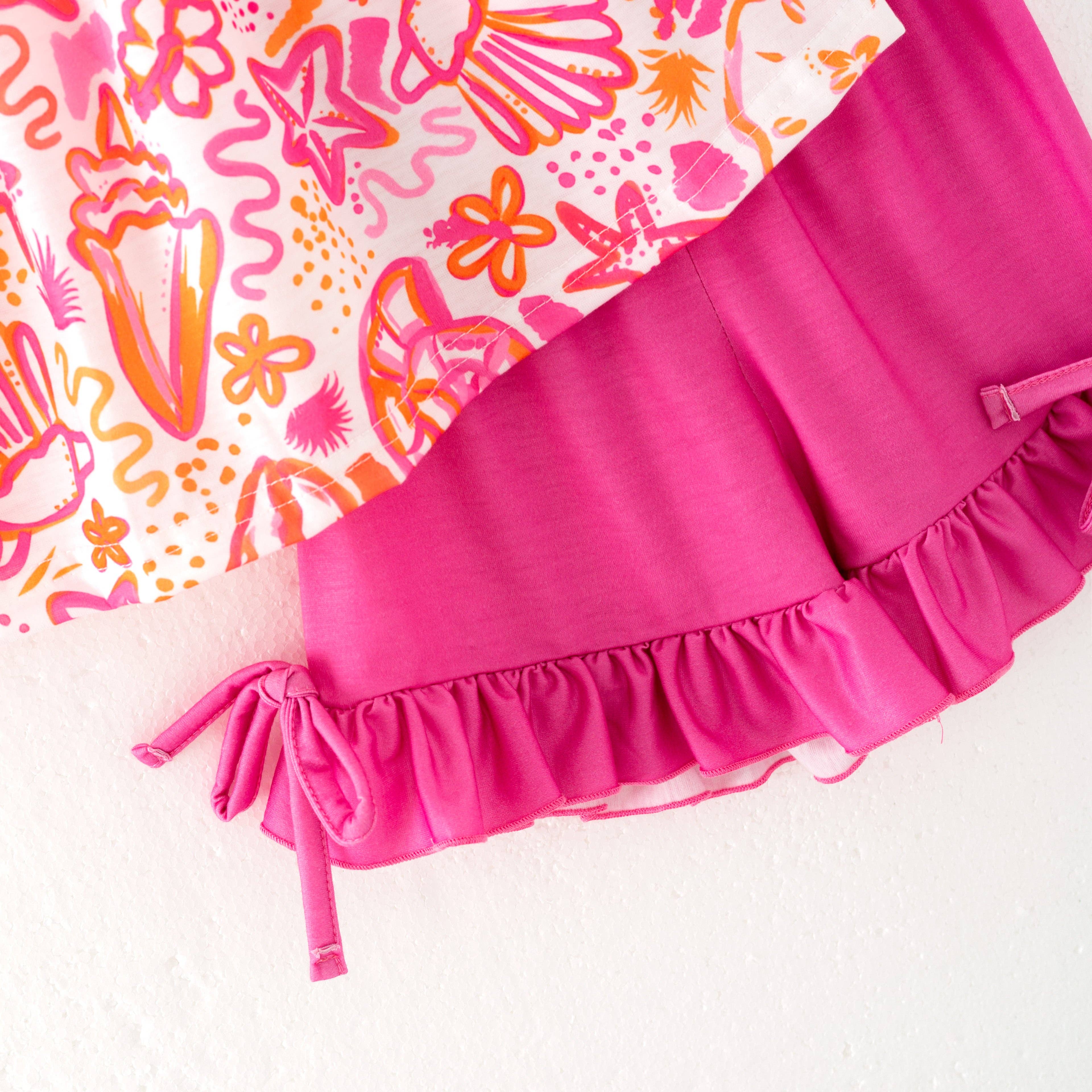 Auraquise - Wholesale Top & Short Set - Kids - Girls Summer "BEACH BABE"Smocked Embroidered Short Set4