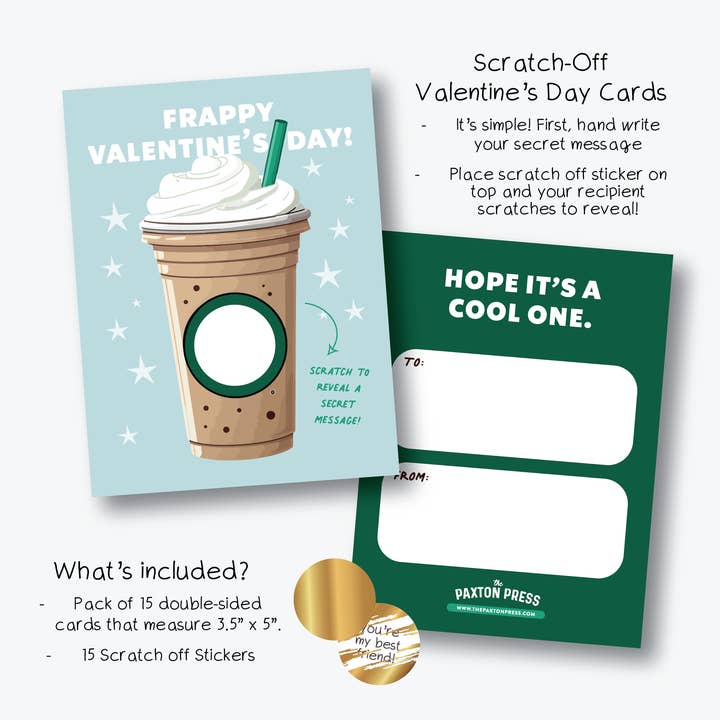 The Paxton Press - Vendita all'ingrosso Biglietti per San Valentino - San Valentino Frappuccino Scratch-Off Class