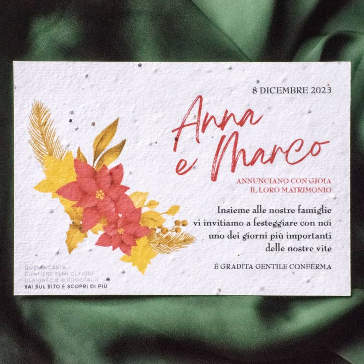 Rippotai - Wholesale Wedding Card - Set of 8 Christmas wedding invitations in semi-paper - Flowery Christmas1