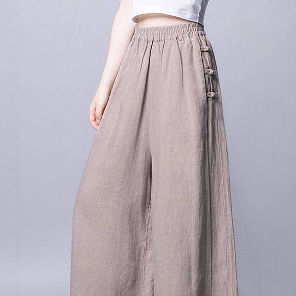 Vintage Loose 3 Colors Ramie Cotton Wide Leg Pants for wholesale by ShieldChic
