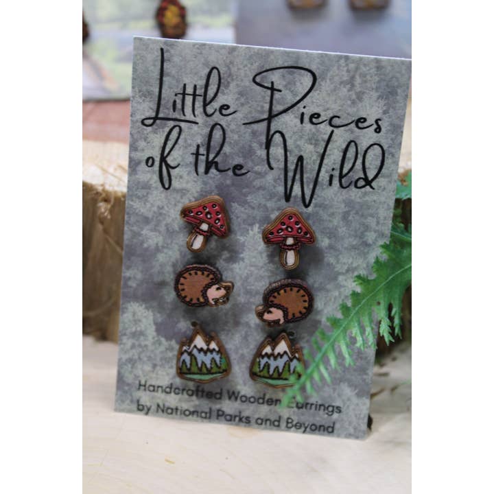 National Parks and Beyond - Wholesale Jewelry Set - Little Pieces of the Wild - Wooden Forest Stud Earrings1