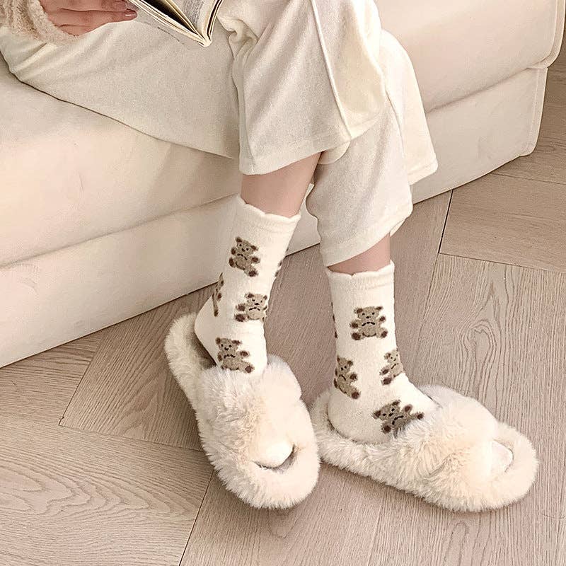 Funkyrel® Atzbranding Limited – wholesale Socks – Women's – Rufia - Bear Coral Fleece Thickened Winter Socks8