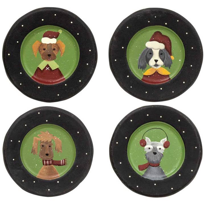 The Hearthside Collection - Wholesale Decorative Plate/Dish/Bowl - Christmas Dog Plates - 4 Asst