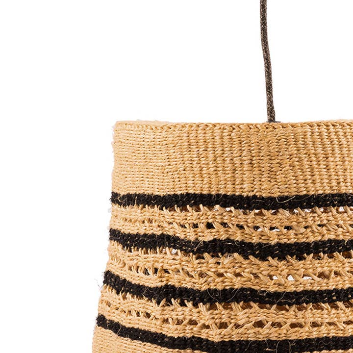 The Basket Room - Wholesale Lamp Shade - PITIA: Black/Natural Holey Pendant Lampshade