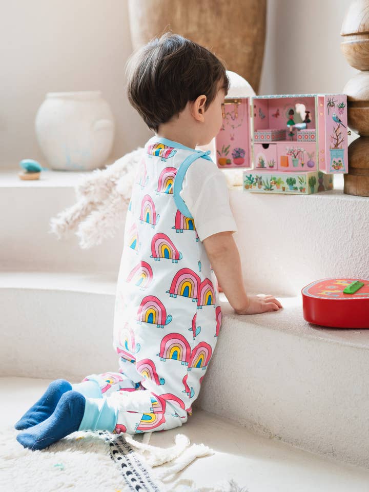 Ameelo - Vente Barboteuse – bébé - Salopette Billie en coton biologique - Tortue arc-en-ciel8