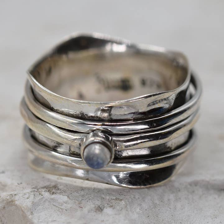 925 Spinning ring with moonstone - Size 9 for wholesale by Tempest Designs