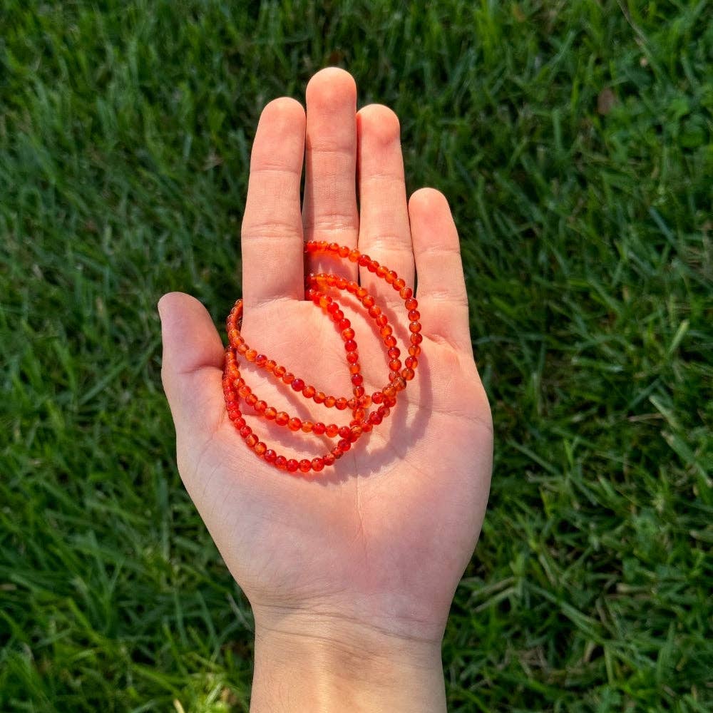 Earths Elements Wholesale - Wholesale Beaded Bracelet - Crystal Bracelet - 4mm Carnelian, pack of 51