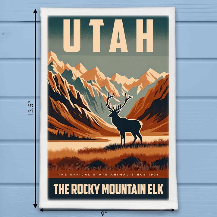Utah State Animal Vintage Digital Art keukenhanddoek voor wholesale door ADDLE iNK