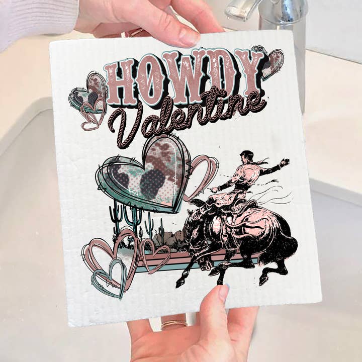 PANO DE PRATO SUECO Howdy Valentine Western Cowboy por atacado de Avery Lane Gifts