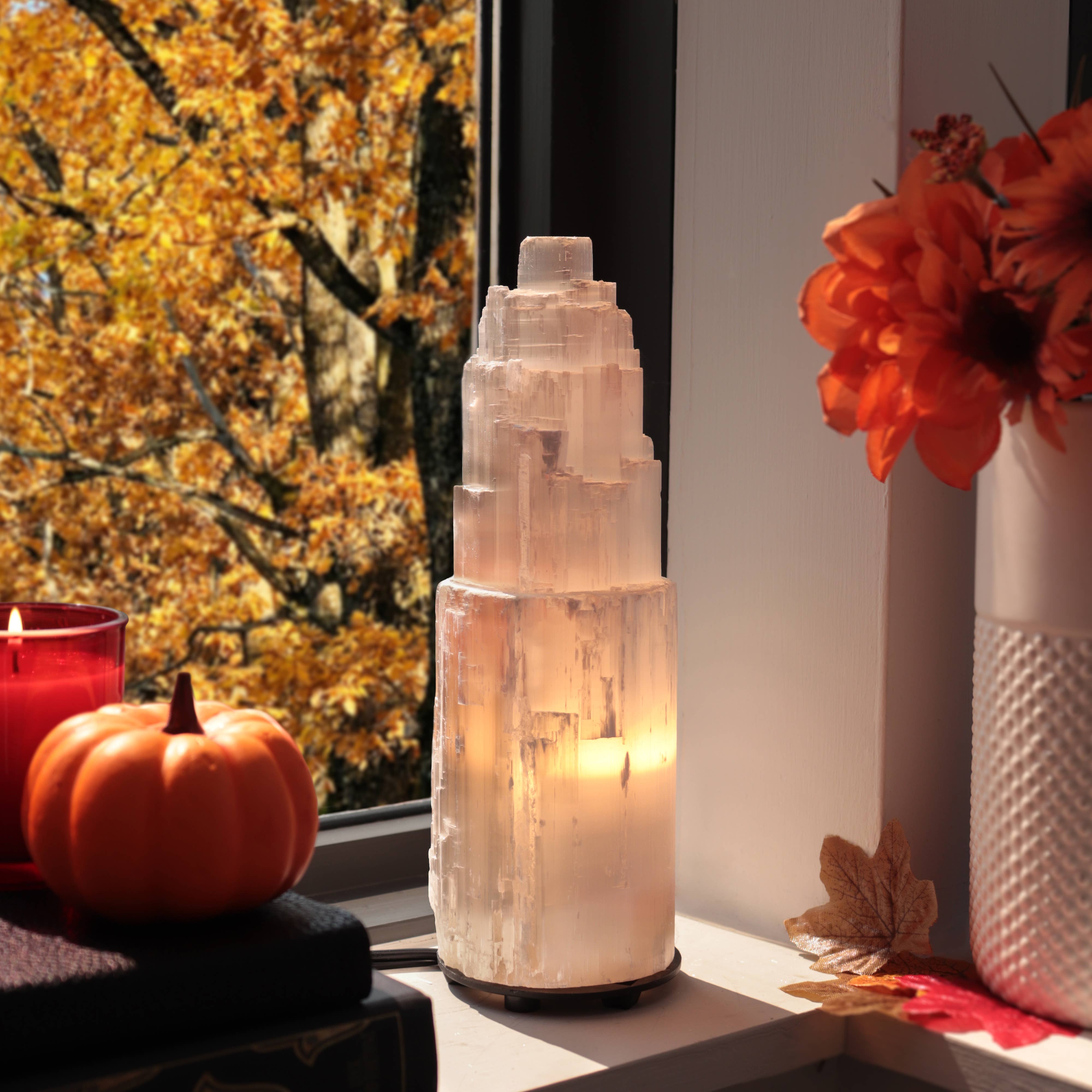 Natures Artifacts Inc - Wholesale Accent/Desk Lamp - Selenite Crystal Lamp from Morocco - Choose Your Size1