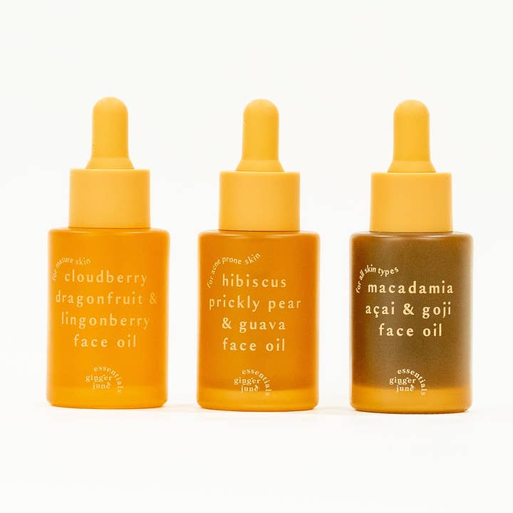 óleo facial para pele radiante, 3 opções: pele propensa a acne, pele madura, pele normal • 100% natural, nada sintético • 1 oz por atacado de Ginger June Candle Co.