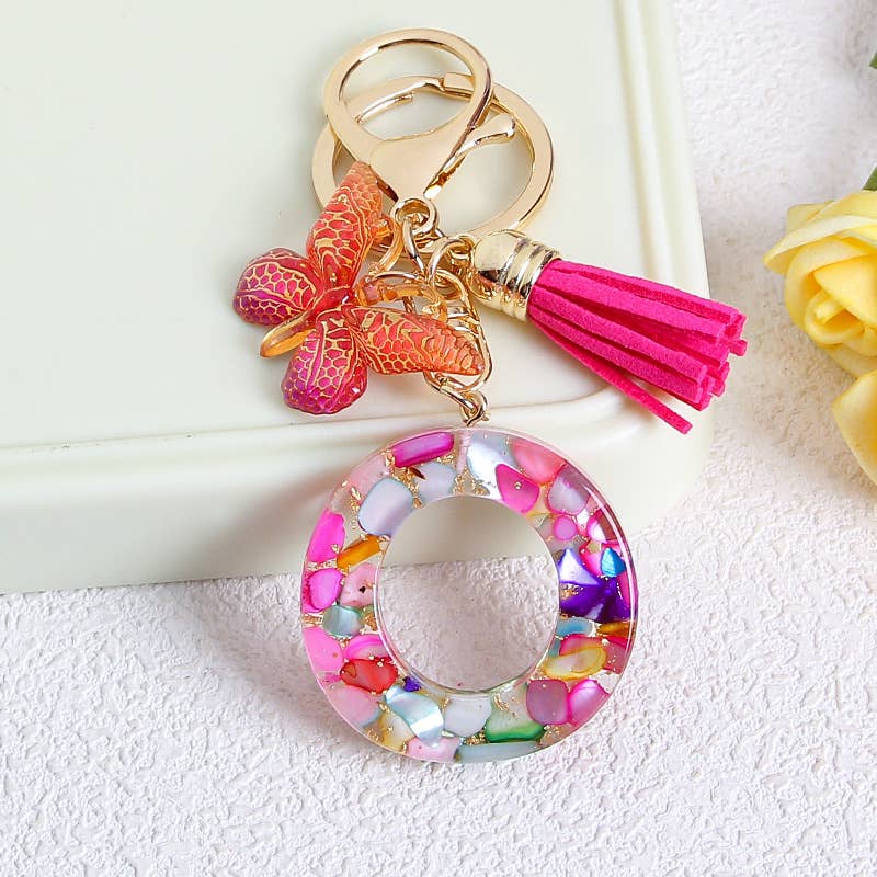 MKS America - Wholesale Keychain - Women's - Glitter Butterfly 26 English Letter Tassel Resin Keychain14