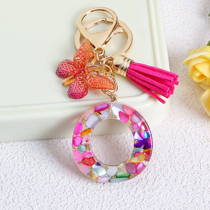 MKS America - Wholesale Keychain - Women's - Glitter Butterfly 26 English Letter Tassel Resin Keychain14