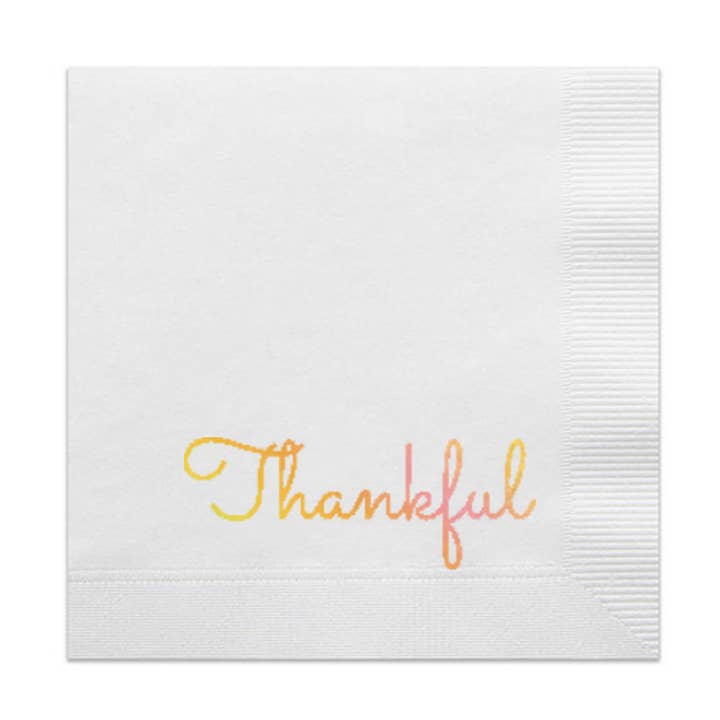 Thankful Thanksgiving Holographic Paper Cocktail Napkins for wholesale by Sunshine Daisy LLC