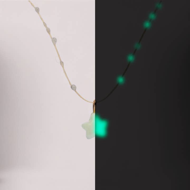 Glow-in-the-Dark Star Handmade 16" Necklace for wholesale by Made by Wheeler